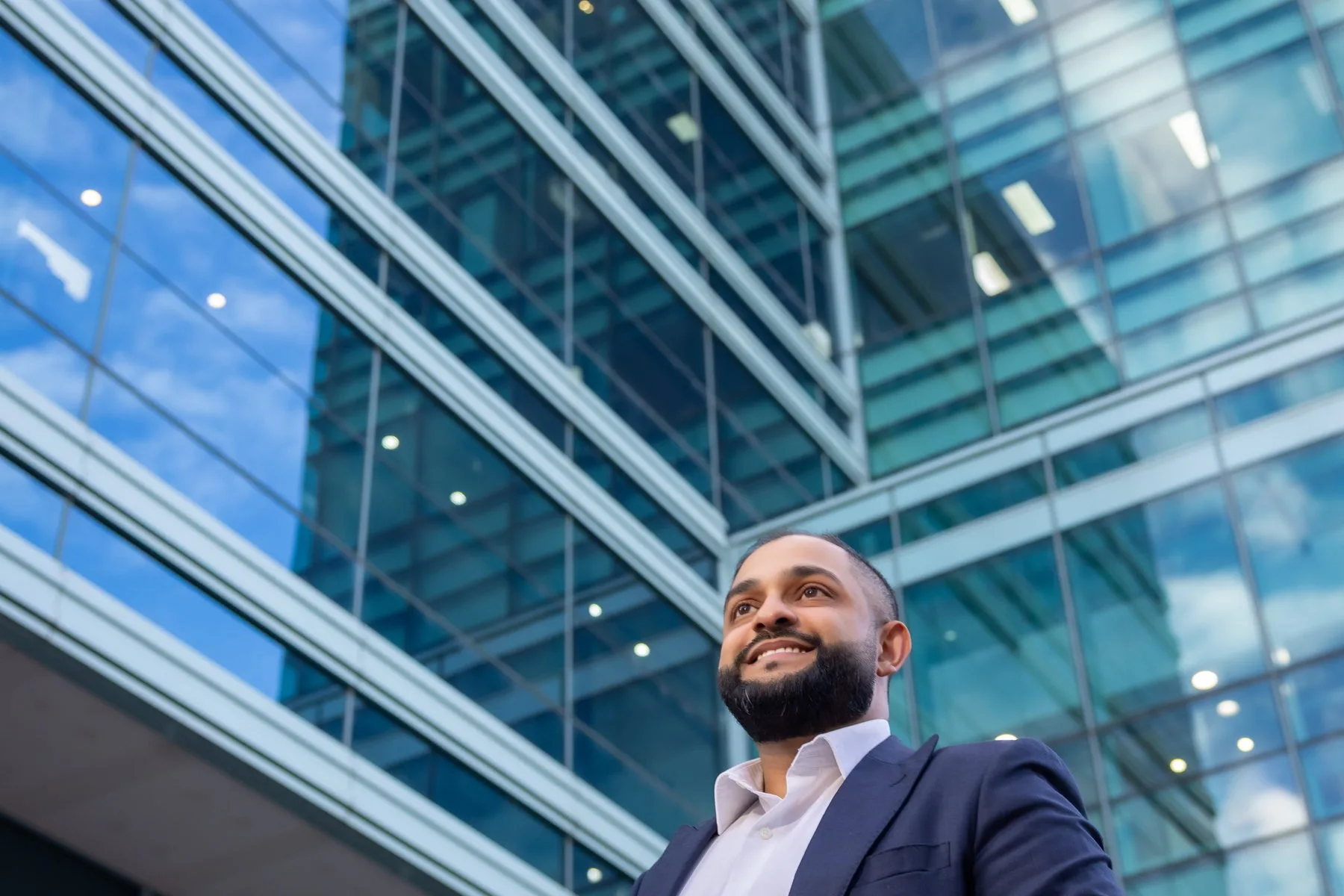 Manraj Singh outside a commercial building in Sydney